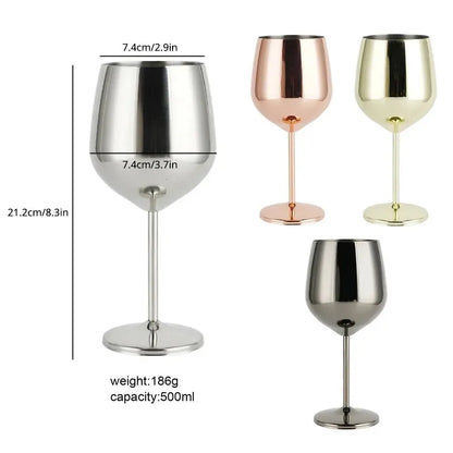 Stainless Steel Wine Glasses Unbreakable Metal Cocktail Glasses , 500 Ml, for Drinking Cocktails and Wine at Bar and Home