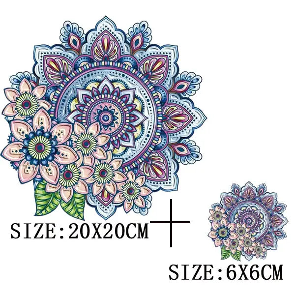 Beautiful Flower Iron On Transfer For Clothing DIY Fashion Heat Sticker On T-shirt Bag Retro Style Patches On Clothes Appliqued