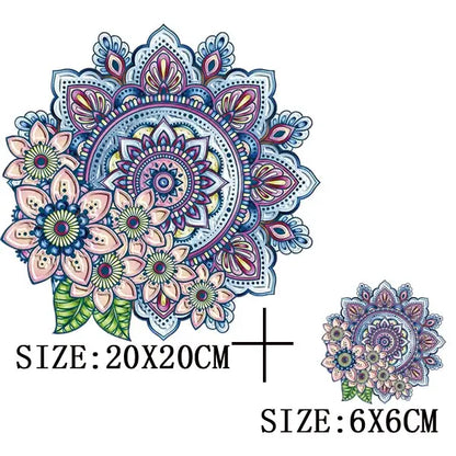 Beautiful Flower Iron On Transfer For Clothing DIY Fashion Heat Sticker On T-shirt Bag Retro Style Patches On Clothes Appliqued