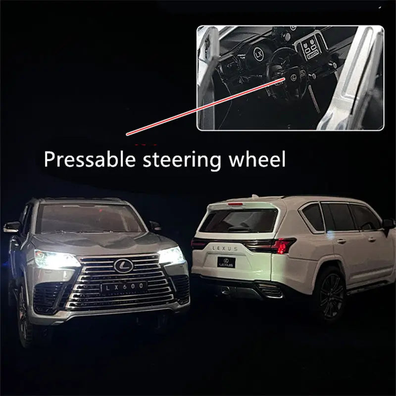 1:24 LX600 SUV Alloy Car Model Diecast Metal Off-road Vehicles Car Model Simulation Sound and Light Collection Children Toy Gift