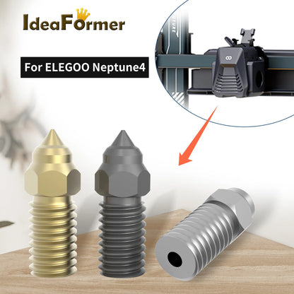 1/2/3pcs For ELEGOO Neptune 4 Nozzle Hardened/Stainless Steel/Brass 0.2,0.4,0.6,0.8mm High-Speed Nozzle For Elegoo Neptune 4 pro