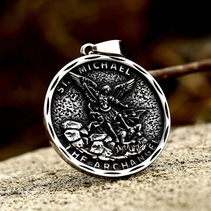 Steel Soldier New Religious Archangel Michael Slaying dragons stainless steel jewelry man or woman pendant SS8-839P