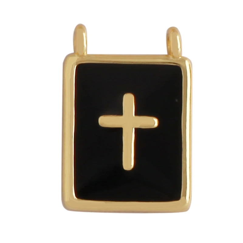 Twin Two Hole LOVE Mama Cross Religious Charm Pendant,Round Rectangle DIY Jewelry Accessories  for Necklaces Making M15