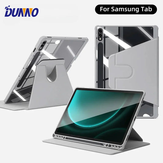 Tablet Cover for Samsung Galaxy Tab Acrylic Case 360° Rotation for S9 FE S6 lite Tab A9 A8 Plus Smart Auto Sleep Wake Function