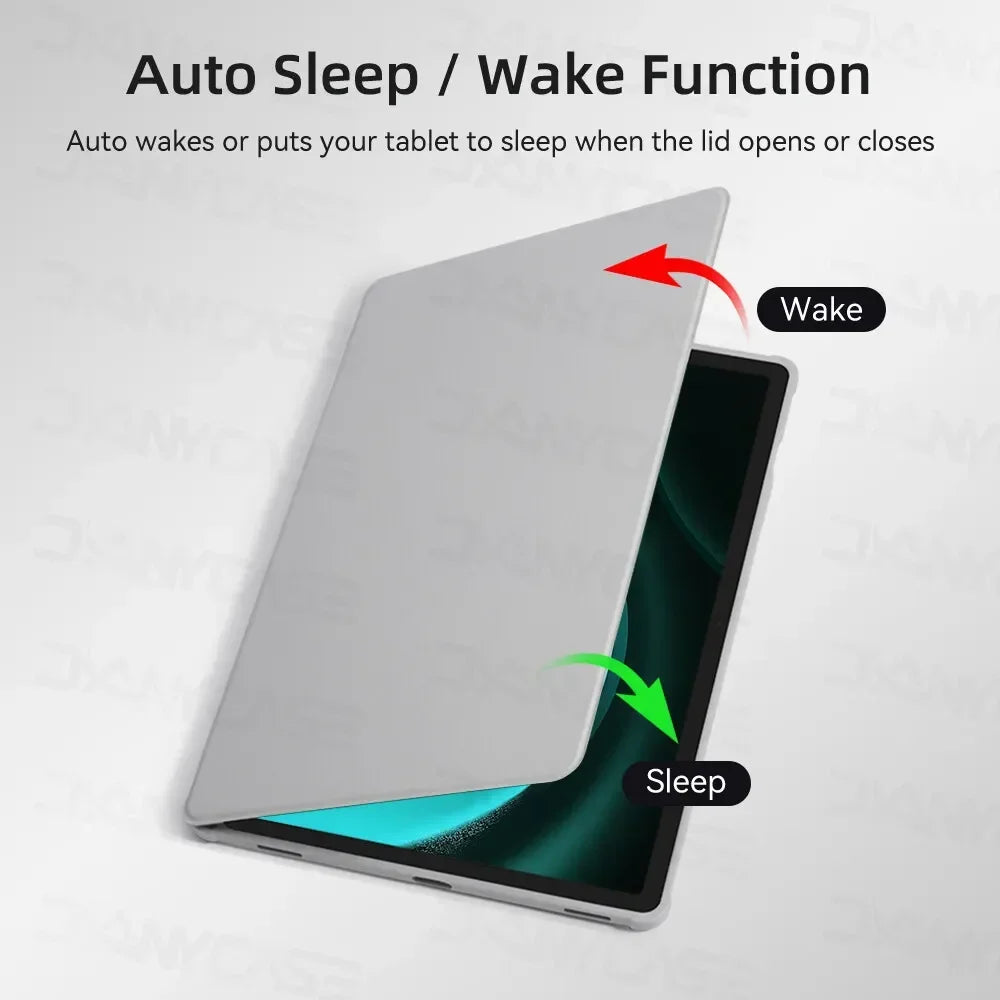 Tablet Cover for Samsung Galaxy Tab Acrylic Case 360° Rotation for S9 FE S6 lite Tab A9 A8 Plus Smart Auto Sleep Wake Function