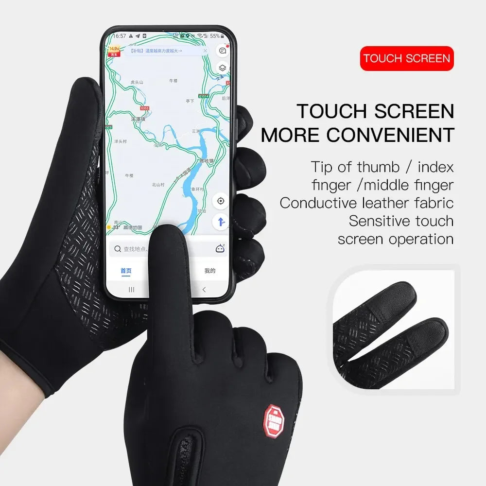 Winter Cycling Gloves Men Gloves Touch Screen Waterproof Windproof Sports Gloves Warm Thermal Fleece Running Ski Cycling Gloves