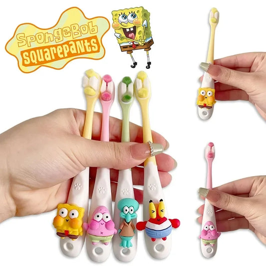 SpongeBob Kids Toothbrush Cartoon Ultra-fine Soft Deep Cleaning Baby Oral Health Travel Cute Portable Children Toothbrush 3-12Y