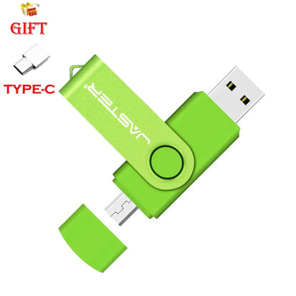 JASTER Free Custom Logo USB Flash Drives 128GB High Speed 2 IN 1 USB 2.0 Pen Drive 64GB 32GB 16GB Black Creative Gift 8GB 4GB