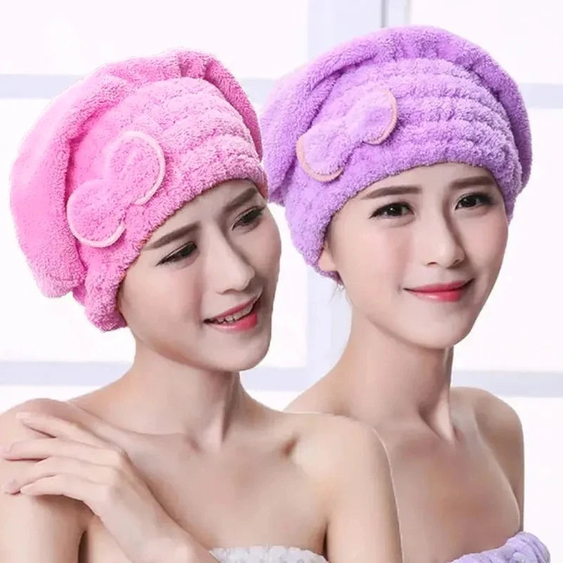 Quick Drying Hair Cap Women Bowtie Bathing Hat Microfiber Towel Superfiber Shower Cap For Spa Bathroom Accessories Shower Cap