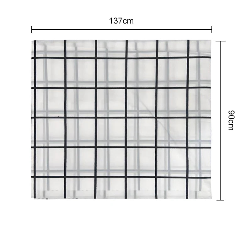 1pc 137X90CM Black And White PEVA Waterproof Oilproof Tablecloth Table Cloth Plaid Pattern Table Cover For Party Outdoor Picnic