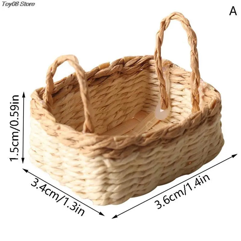 1PC 1:12 Dollhouse Miniature Storage Basket Vegetable Food Woven Frame Kitchen Model Decor Toy Doll House Accessories