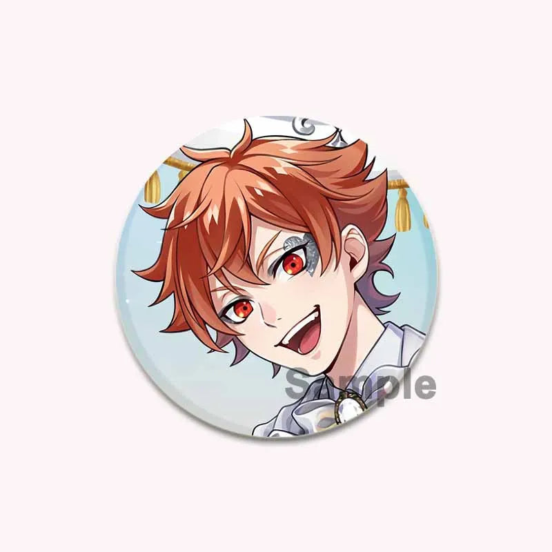 Twisted Wonderland Tinplate Pins Round Cartoon Brooches for Backpack Cothes Accessories Anime Collection Badge Decoration Gift