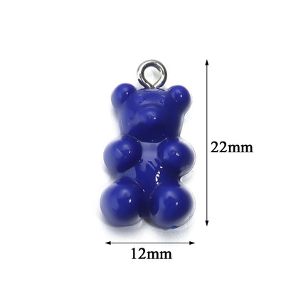 10pcs/lot Acrylic Bear Pendant 22x12mm Multicolor Solid Charms Pendant For DIY Jewelry Making Necklace Bracelet Accessories