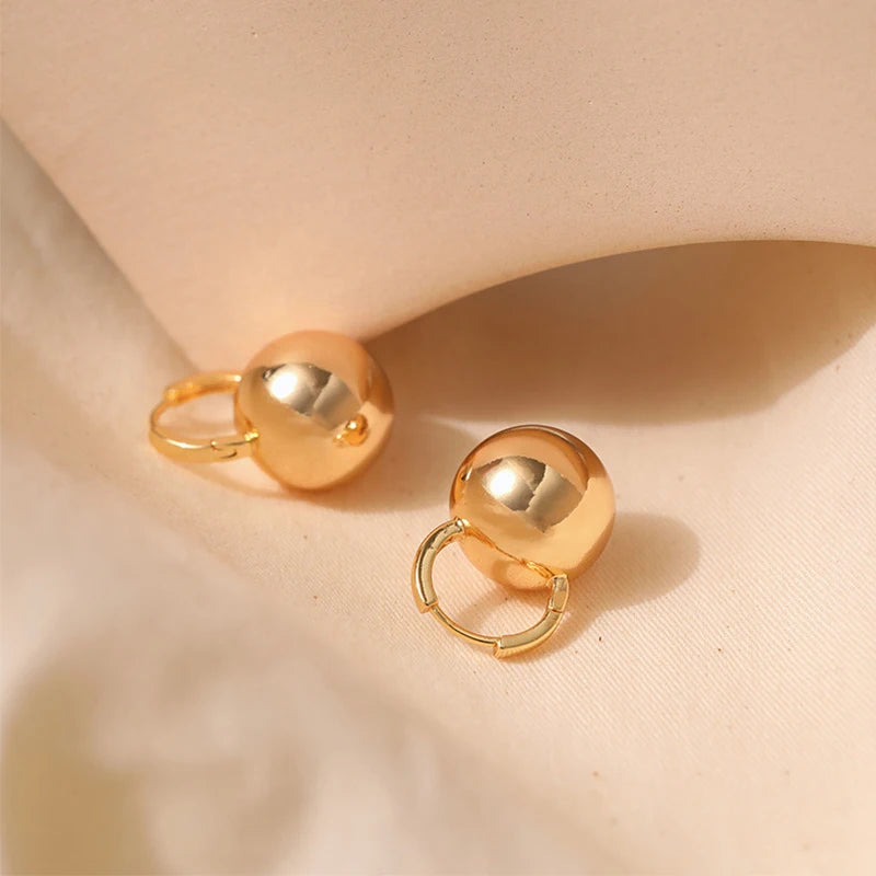 Metallic Ball Earrings Trend Fashion Personality Smooth Party Gifts Simple Exquisite Women Elegant Charm Jewelry Unique RG0192