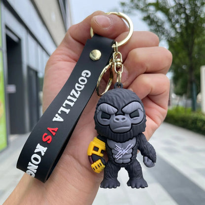 Anime King Kong VS Godzilla Keychains King Kong Godzilla PVC Action Figures Model Bag Pendent Collection Toys Kids Fans Gift