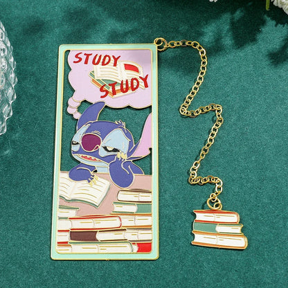 Disney Cute Stitch Creative Metal Bookmark for Book Lover Gift Lovely Stitch Duck Tassel for School Office Reading Supplies Mark