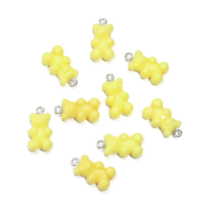 10pcs/lot Acrylic Bear Pendant 22x12mm Multicolor Solid Charms Pendant For DIY Jewelry Making Necklace Bracelet Accessories