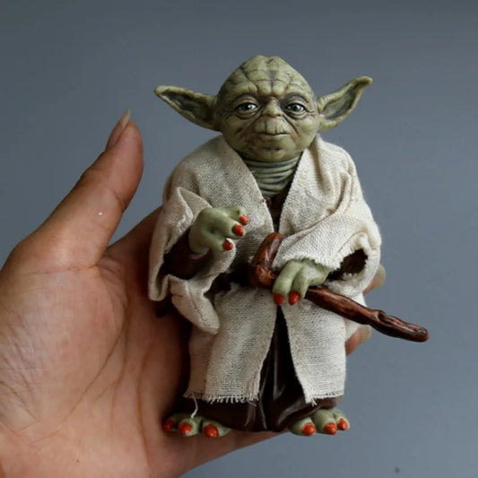 12cm Star War Mandalorian Animation Characters Master YODA with Cloth Model Toy PVC Action Figure Statue Decorative Collection