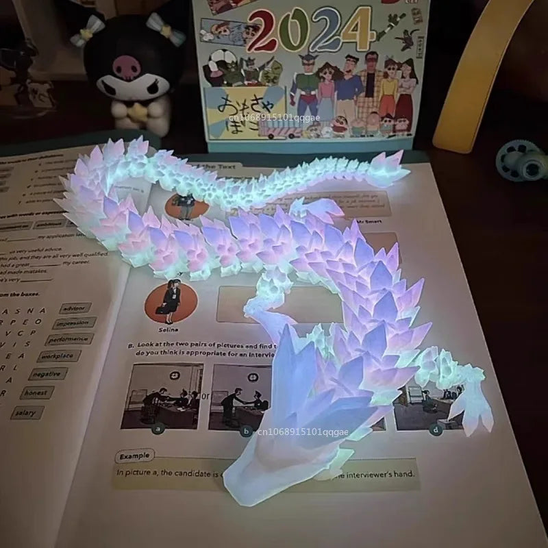 22/30/45cm New Luminous 3D Printed Dragon Glow in The Dark Flying Dragon Rotatable Articulated Wing Dragons Home Ornaments