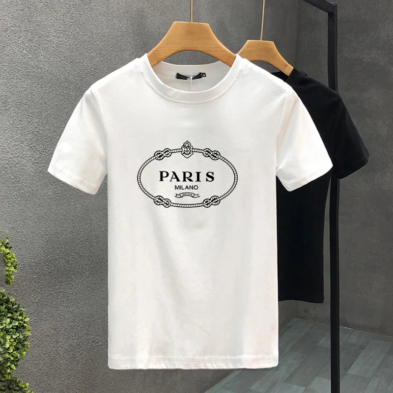 Luxury Brand Paris 100% Cotton High Quality Printing Couple Tees Summer Harajuku For Men/Women Short Sleeve T-shirt Asian Size