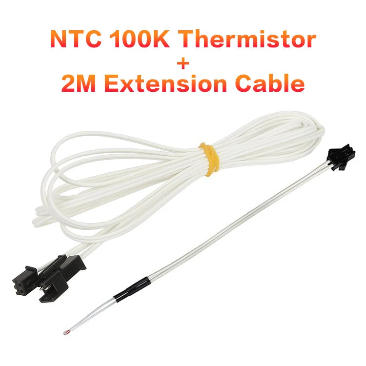 XCR 3D Printer Parts HT-NTC100K B3950 Thermistor Cartridge Sensor with SM Plug Kit High Temperature for PT100 Hotend 1M/2M Cable