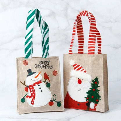 2PCS Christmas Tote Candy Chocolate Storage Bag Apple Bag Christmas Gift Santa Snowman Gift Bag Christmas Supplies