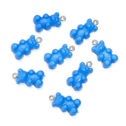 10pcs/lot Acrylic Bear Pendant 22x12mm Multicolor Solid Charms Pendant For DIY Jewelry Making Necklace Bracelet Accessories