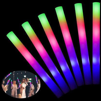 8Pcs LED Glow Sticks Bulk Colorful RGB Glow Foam Stick Cheer Tube Dark Light for Xmas Birthday Wedding Party Supplies