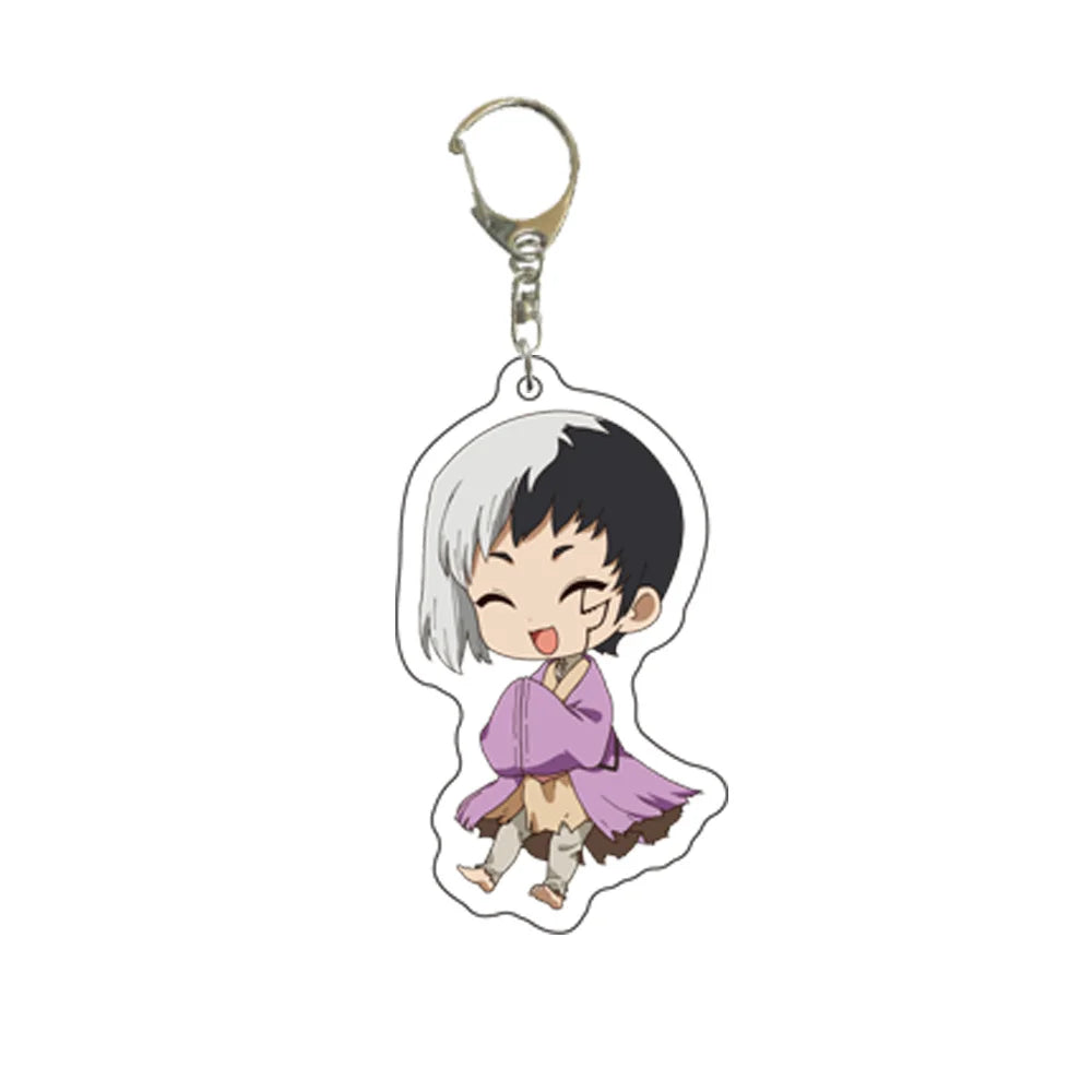 6CM Anime Dr.Stone Acrylic Keychain Model Cosplay Charm Characters Ornament Accessories Goods Collection Gifts