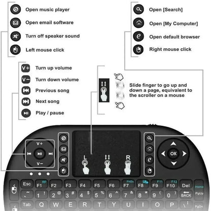 GAMINJA I8 Mini Handheld Keyboard Remote Control 2.4G Air Mouse Wireless Keyboard With Touchpad For Android TV Box PC Smart TV