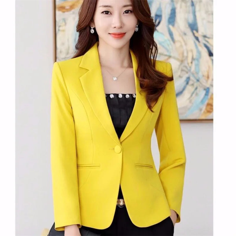 2023 Spring Autumn Women Suit Jacket New Korean Fashion Slim Short Casual Blazers Female Temperament Solid Color Suit Top