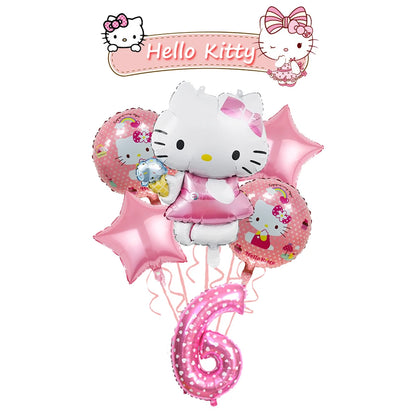 Ballon Sets Hello Kitty Party Supplies Anime Figure Foil Inflate Ballon Happy Birthday Party Children's Decoration Baby Shower