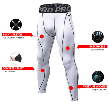 Men Compression Pants Quick Drying Running Basketball Leggings Workout Pants for Men Gym Tights Football Base Layers