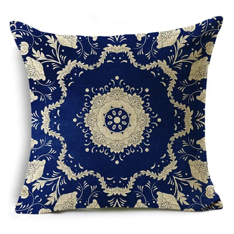 Traditional Style Blue and White Porcelain Pattern Printing Personality Pillowcase Cushion Cover Sofa Decor 40cm/45cm/50cm