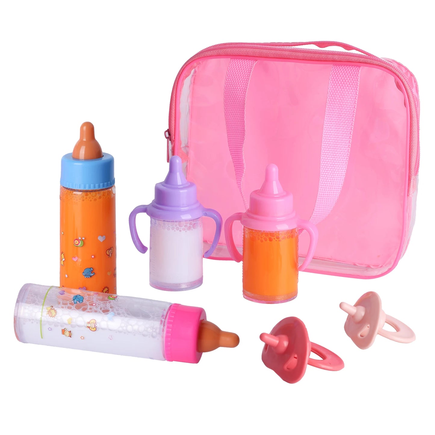 My Sweet Baby Disappearing Doll Feeding Set 6 Piece Doll Feeding Set for Toy Stroller 2 Milk & Juice Bottles with 2 Toy Pacifier