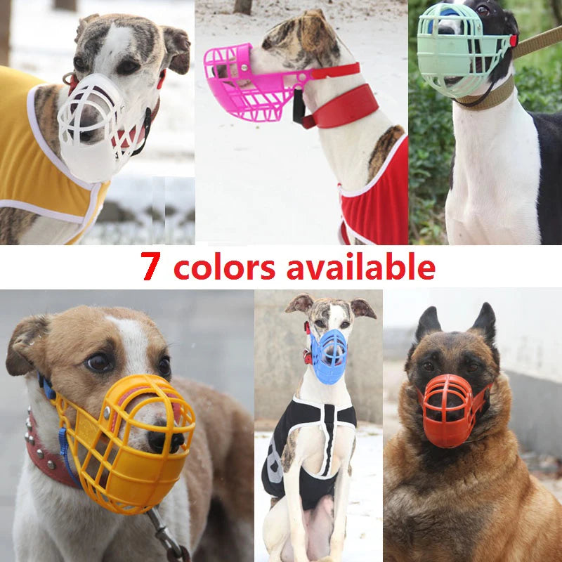 Adjustable Dog Muzzle Plastic Mask Anti-Barking Bite Mouth Cover Greyhound Gree Whippet Basket Muzzles Pet Supplies with S/M/L