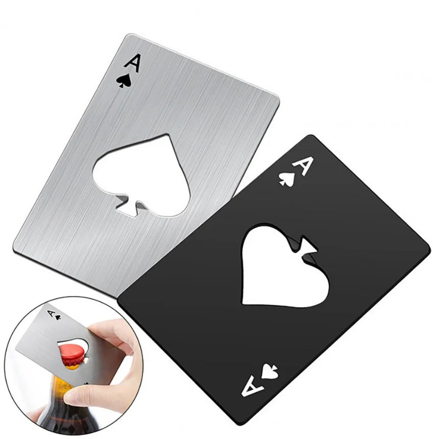 1Pcs Creative Poker Shaped Bottle Can Opener Stainless Steel Credit Card Size Bar Restaurant Beer Metal Opening Tool Gift