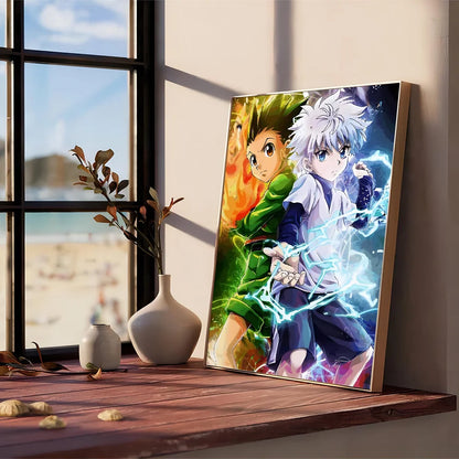 Hunter X Hunter Manga Anime  Self-adhesive Art Poster Retro Kraft Paper Sticker DIY Room Bar Cafe Stickers Wall Painting