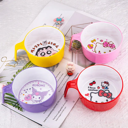 New Sanrio Hello Kitty Bowl Cartoon Kuromi Children's Tableware Cute Creative Anti-drop Anti-scald Soup Bowl Girl Boy for Gifts