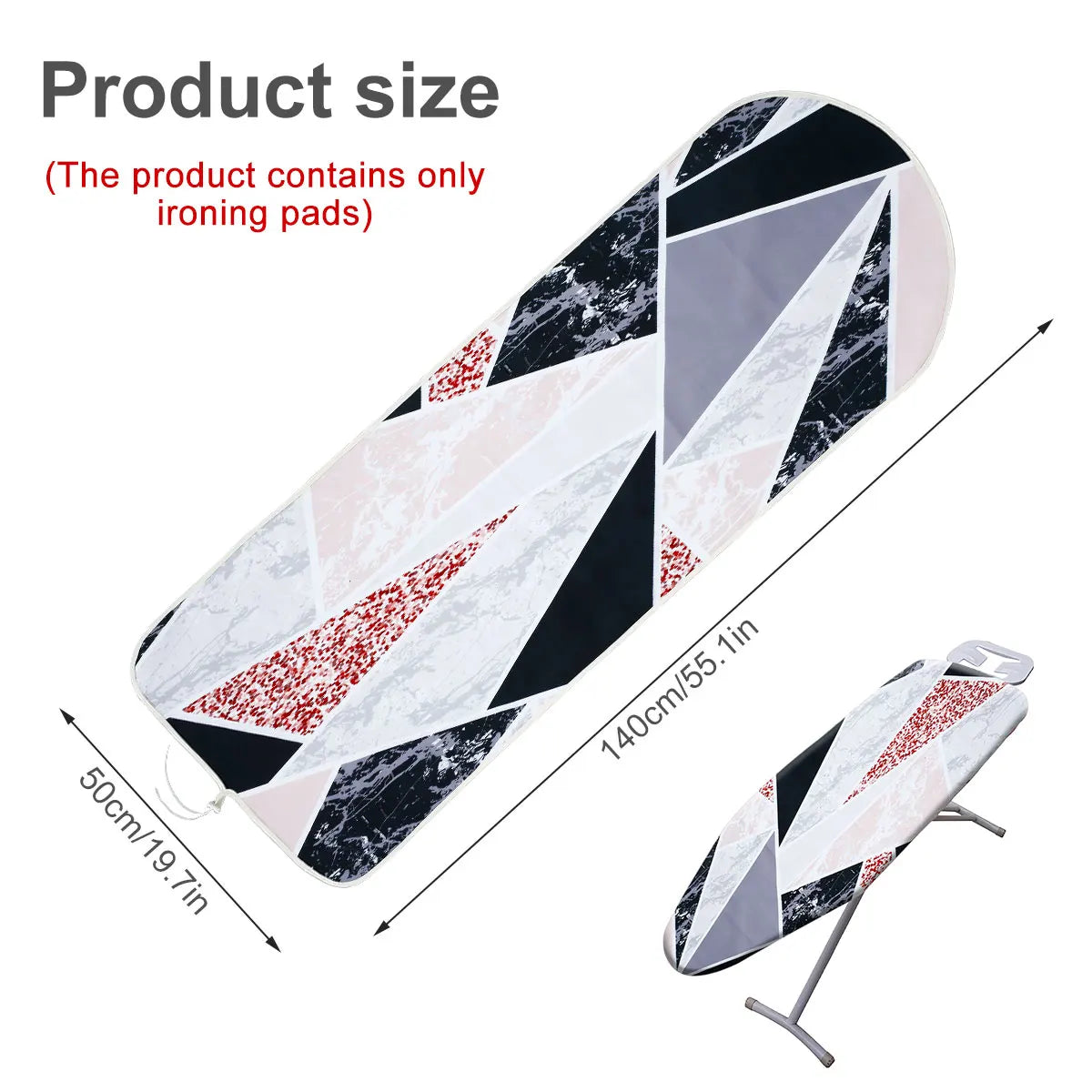 Ironing Board Cover Scorch Resistant, Extra Thick Cotton Iron Cover with Padding Heat Reflective Heavy Duty Pad Approx 140x50cm