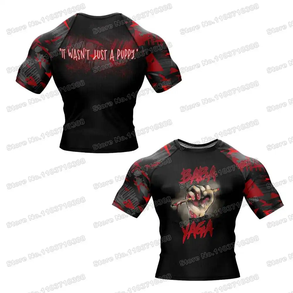 The Baba Yaga Rash Guards Surfing Beach Trousers Swimwear Diving Gym Long sleeves MMA BJJ Men Jiu Jitsu Fitness Sets