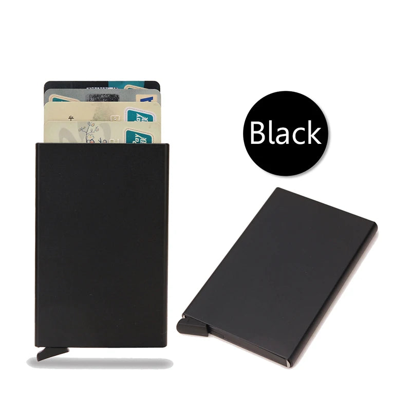 Rfid Smart Wallet Card Holder Metal Thin Slim Men Women Wallets Pop Up Minimalist Wallet Small Black Purse Vallet Walets for Men