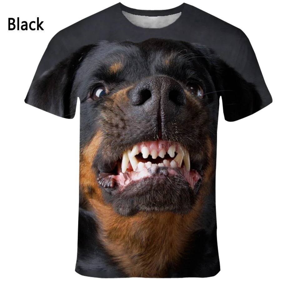 New Fashion Animal Face 3D Printed T-shirt Men's and Women's Summer Casual Short Sleeve Monkey Dog Cat Lion Animal Print Clothes