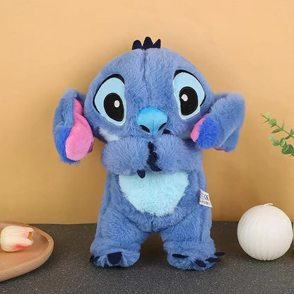 MINISO New 30cm Plush Breathing Stitch Doll Soothing Peluche Lilo&Stitch Kawaii Toy Anime Music Light Child Sleep Model Kid Gift