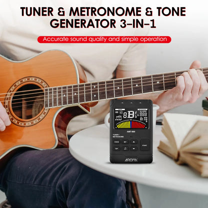 AMT-600 Tuner & Metronome & Tone Generator 3-in-1 Rechargeable 2.5-inch Color LCD Guitar Tuner Mini Digital Metronome Electronic