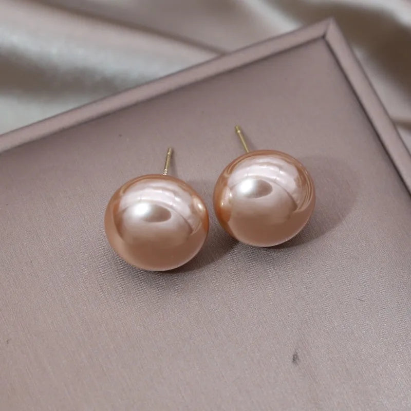 South Korea's newly designed fashion jewelry simple highlight pearl oblate earrings elegant women's daily work accessories