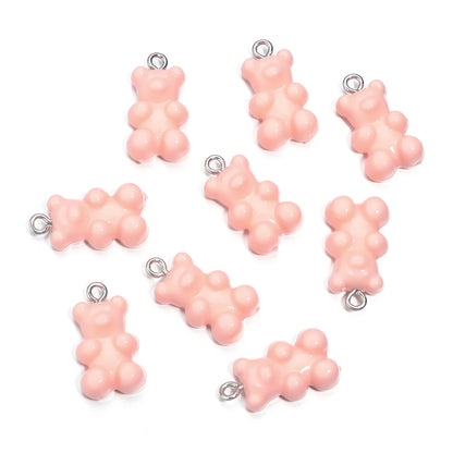 10pcs/lot Acrylic Bear Pendant 22x12mm Multicolor Solid Charms Pendant For DIY Jewelry Making Necklace Bracelet Accessories