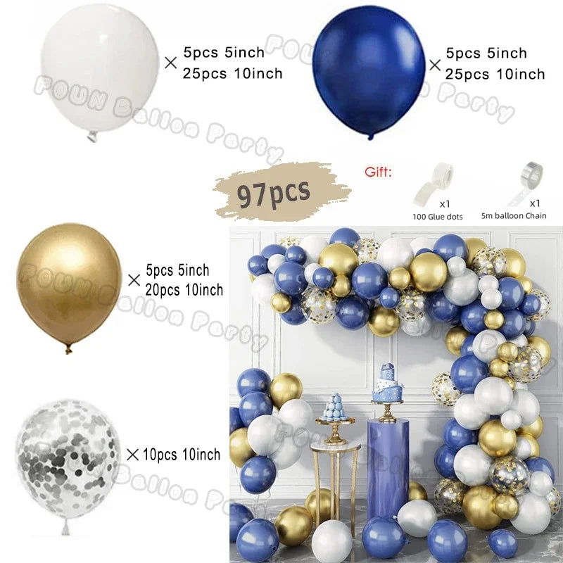 Burgundy Blue Gold Balloon Garland Arch Kit Kids for Birthday Party Decoration Baby Shower Wedding Supplies Decor Latex Balloons