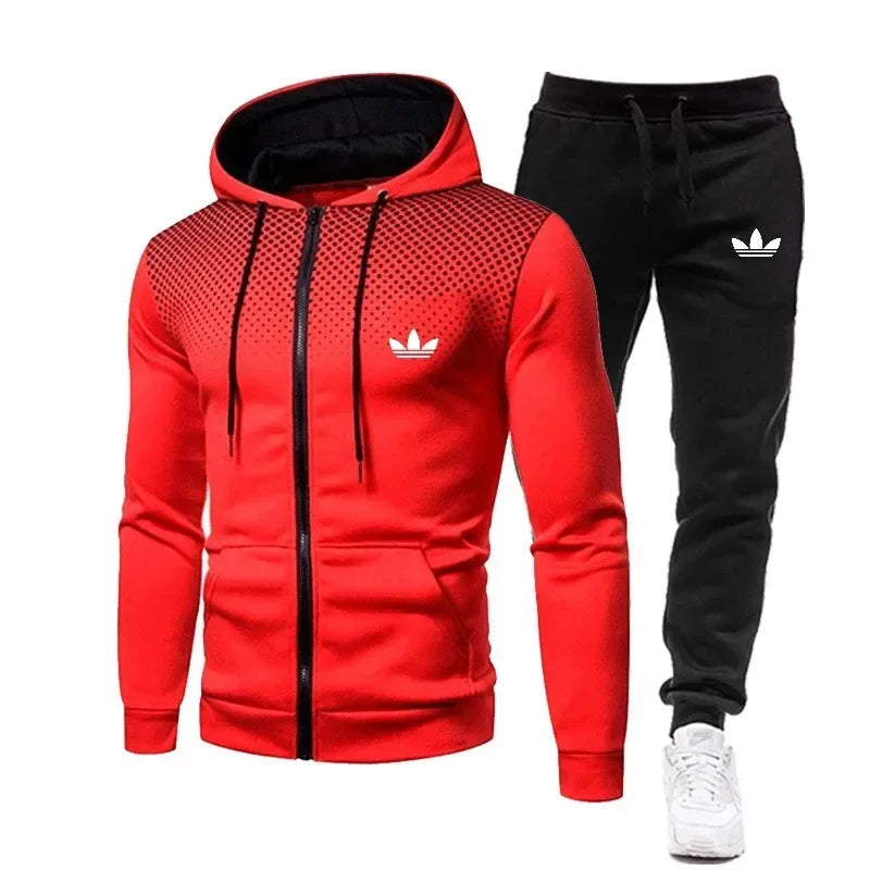 Korea Men Jacket Tracksuit Casual Sports Suit Men's Set 2024 Autumn Winter Two Pieces Set Mens Sportswear Plus Pants Suit