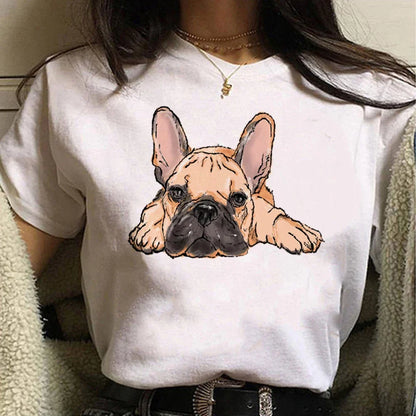 Gothic Tops Women Clothes French Bulldog T Shirt Women Graphic Tee Girl Japanese Clothes Women Clothes Shirts for Women Tops